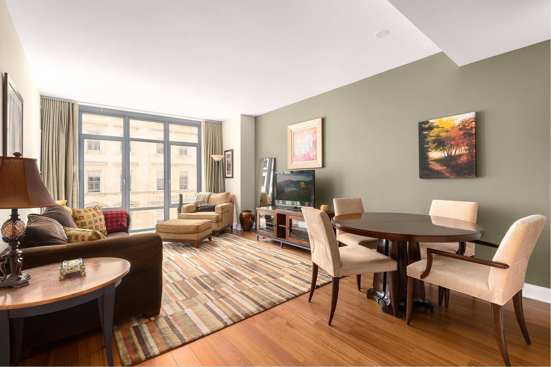 This beautiful and serene home offers 857 square feet of elegant, modern design in one of Tribeca's most coveted, boutique full service buildings.