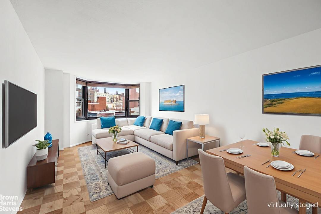 Beautiful western sunsets from this one bedroom, one bathroom apartment in The Whitney which is a full service Co Op with Condo Rules.