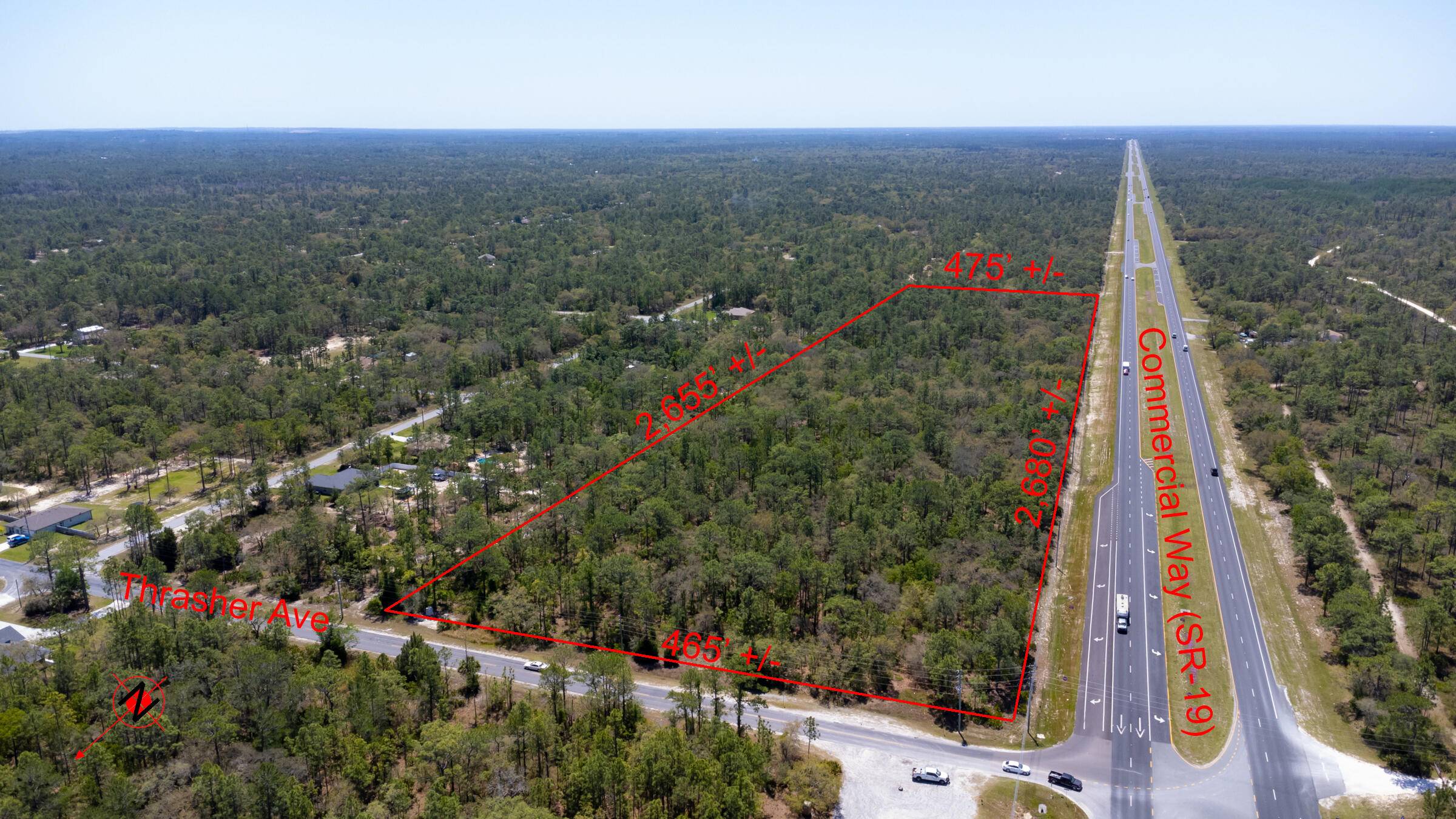 2680 feet x 465 directly on hwy 19 in weekie wache fla This 31 acre site is nice site directly on hwy 19 and thrasher ave.