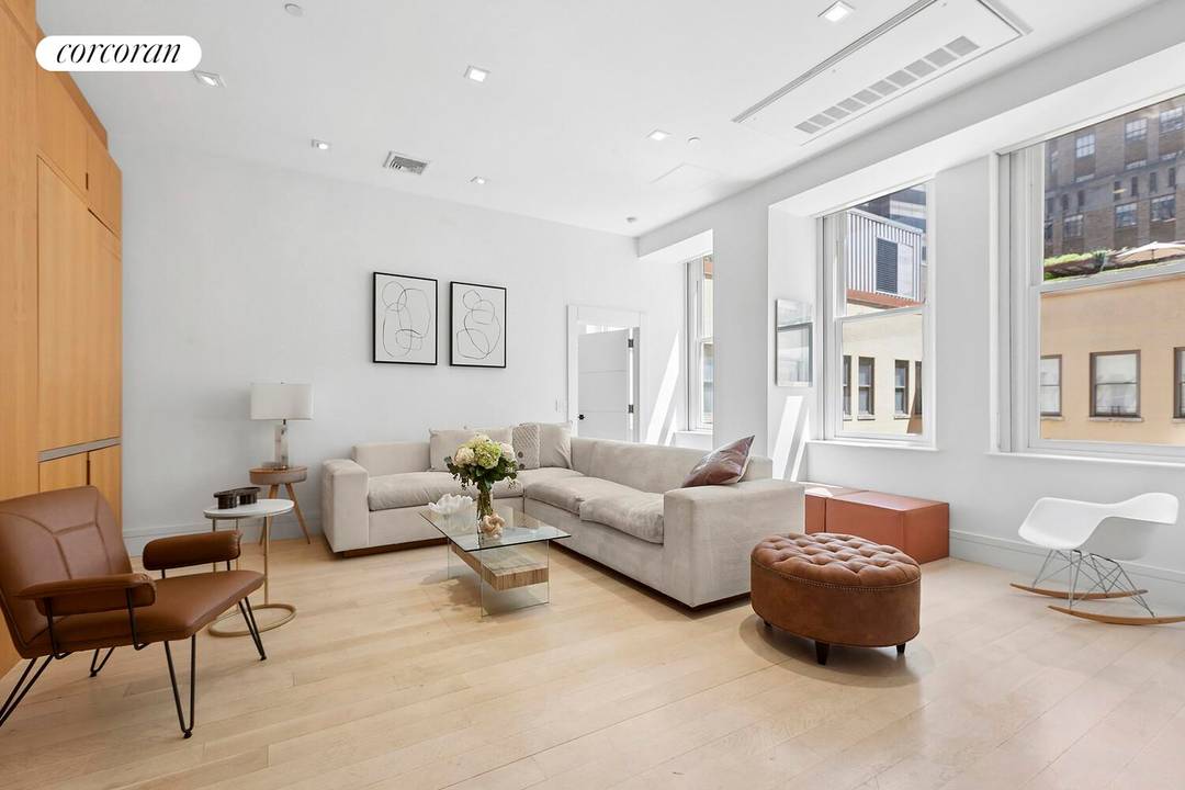 Massive volume and proportions in the Financial District's premier historic landmark condominium, 55 Wall Street.