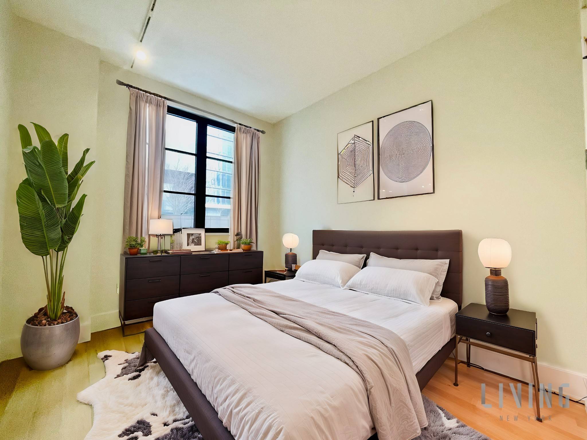 Large Highline 1 Bedroom Condo Level Finishes For LeaseResidence Features Northeast FacingVery High CeilingsKitchen w ArabescatoBluette marble countertops amp ; backsplashExpansive Custom White Lacquer CabinetryLuxe Miele AppliancesCooktop with Vented Ran