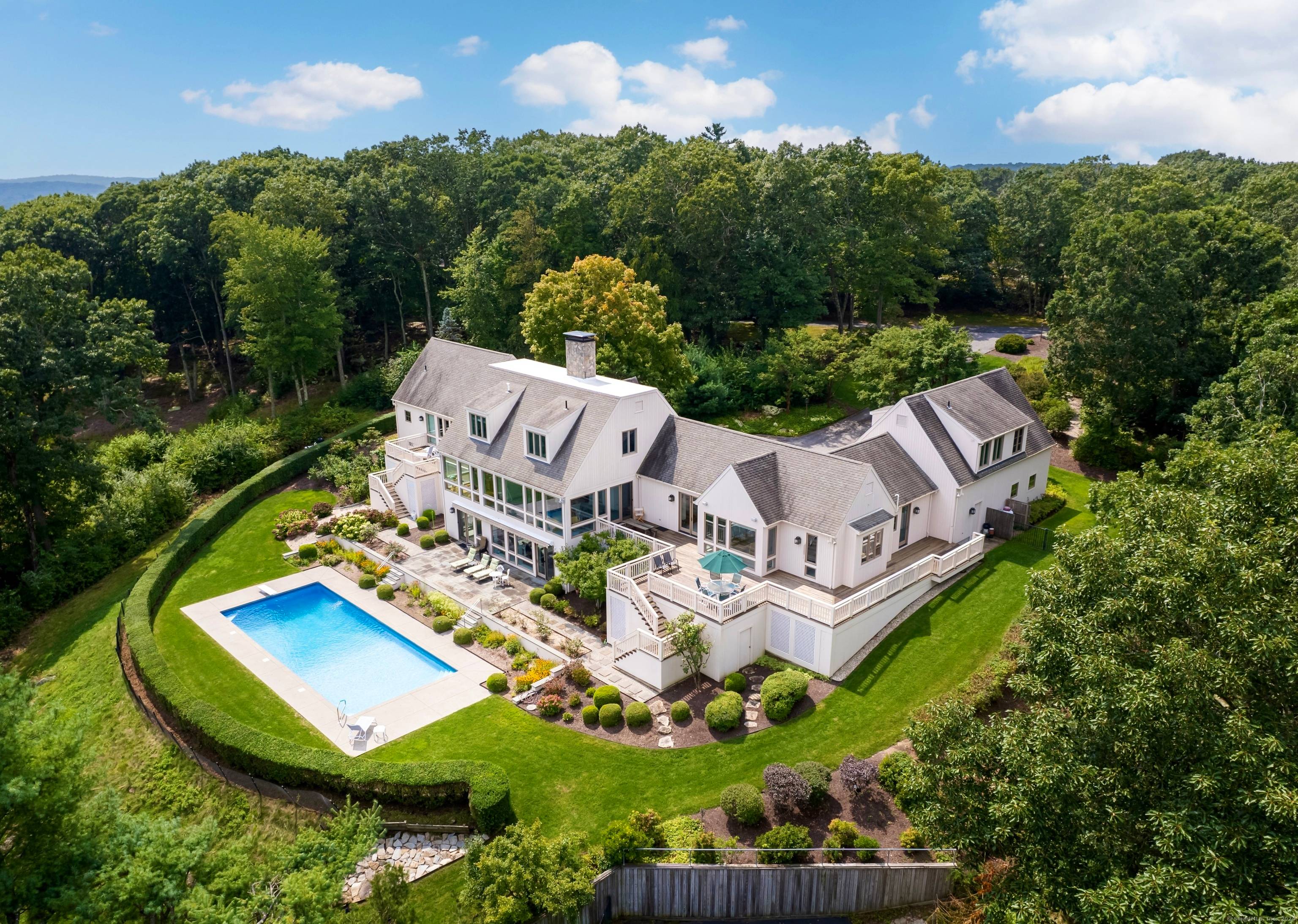 Broad View Privately sited on 3 acres atop Architects Hill, the epitome of coastal living awaits from this extraordinary residence with expansive views of the Connecticut River, Lyme Hills, Hamburg ...