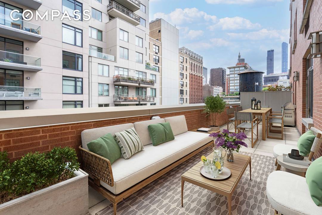 NEWLY RENOVATED... Nestled ten stories above the vibrant tapestry of Chelsea, a rare habitat reveals itself, bathed in SUNLIGHT and graced with two generous PRIVATE TERRACES.