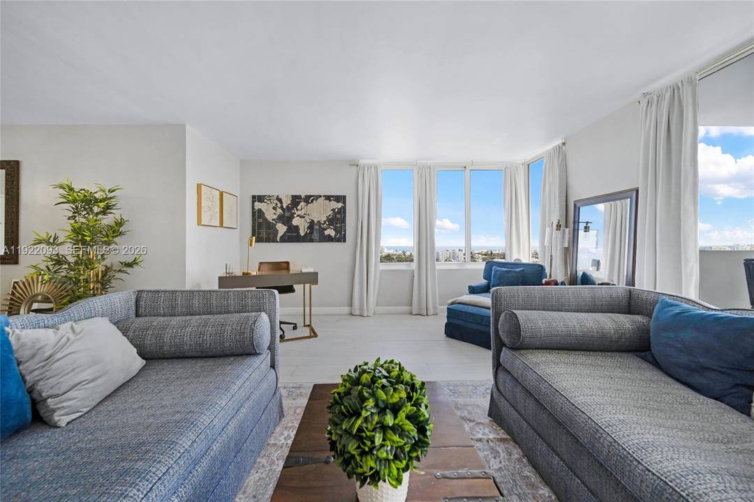 Rarely available, stunning corner penthouse at Mirador 1200 Line 15 offering captivating Miami Beach skyline views, panoramic ocean vistas, and spectacular sunrises.