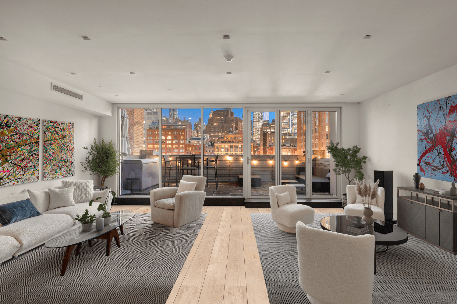 Perched at the top of a boutique luxury development overlooking downtown Manhattan and Tribeca's Historic District, the Penthouse at Laight House is a 3, 730 square foot triplex featuring 3 ...