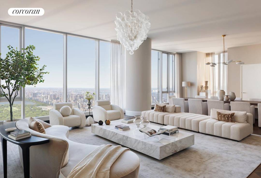 Tower three bedroom with triple prime exposures at Central Park Tower.