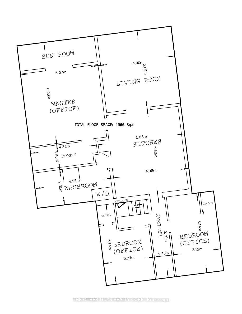 Upper Level, 3 Office Bedroom 1 Bathroom unit available for Lease.