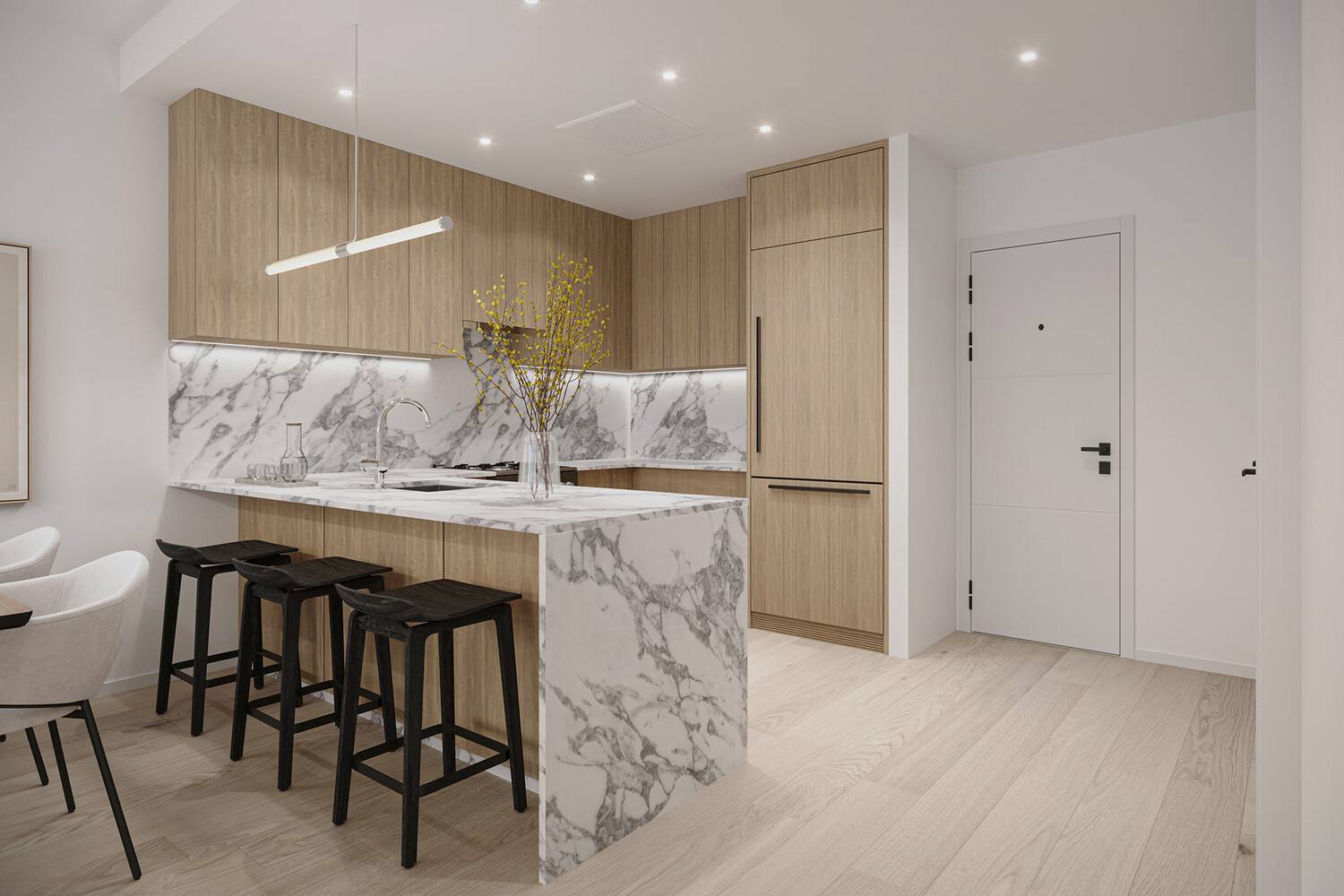 Introducing Residence 6E at The Marina Astoria a meticulously crafted one bedroom, one bathroom home offering 631 square feet of refined interiors and cinematic, east facing views of the city.