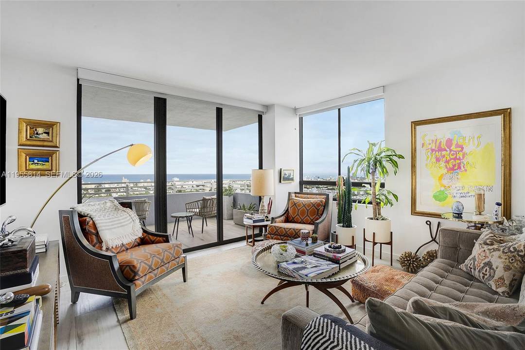 Set high above West Ave, this rarely available 24th floor corner residence at The Waverly offers expansive views of the Atlantic Ocean and Miami Beach.