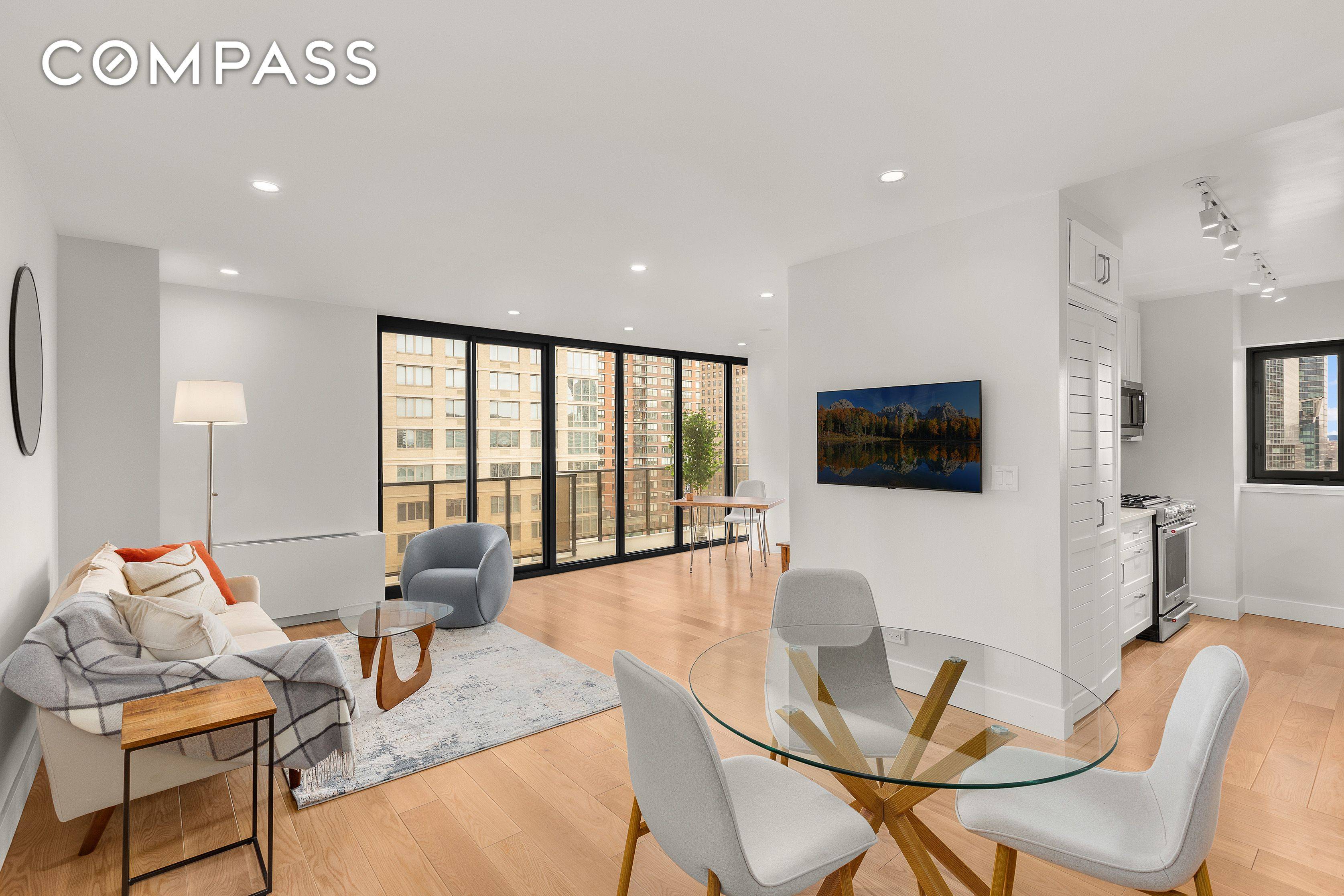 Artfully designed, pin drop quiet, one bedroom oasis with wrap around floor to ceiling windows.