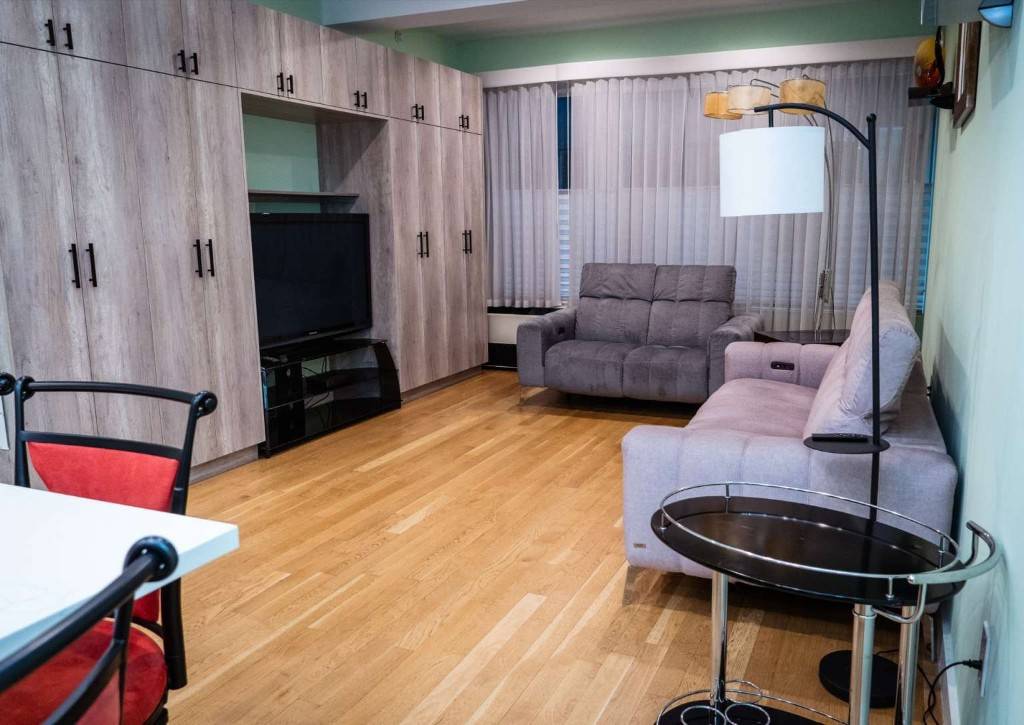 One bedroom, two bathroom, plus an extra office bedroom condo located in New York City's Financial District FIDI.