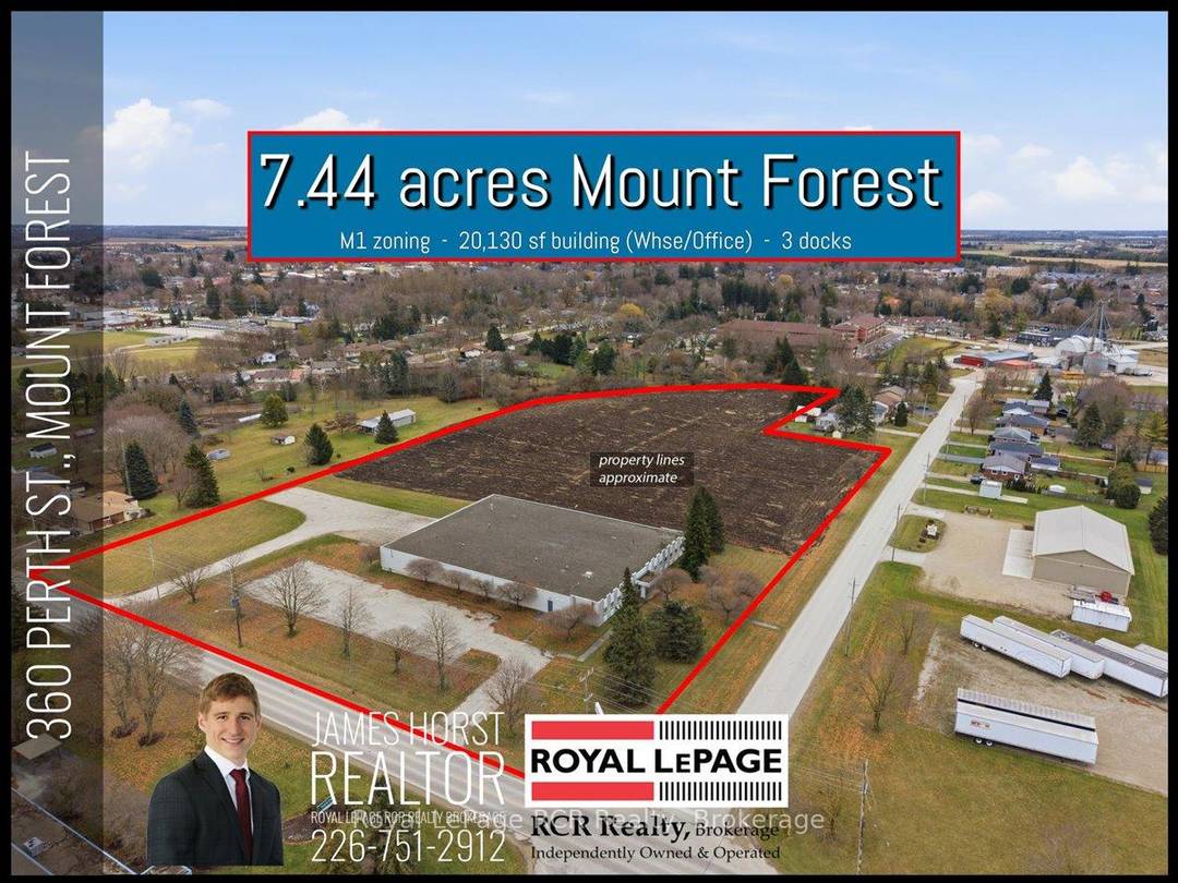Rare opportunity to acquire a freestanding industrial property with excess development land in Mount Forest, a market with extremely limited serviced industrial supply.