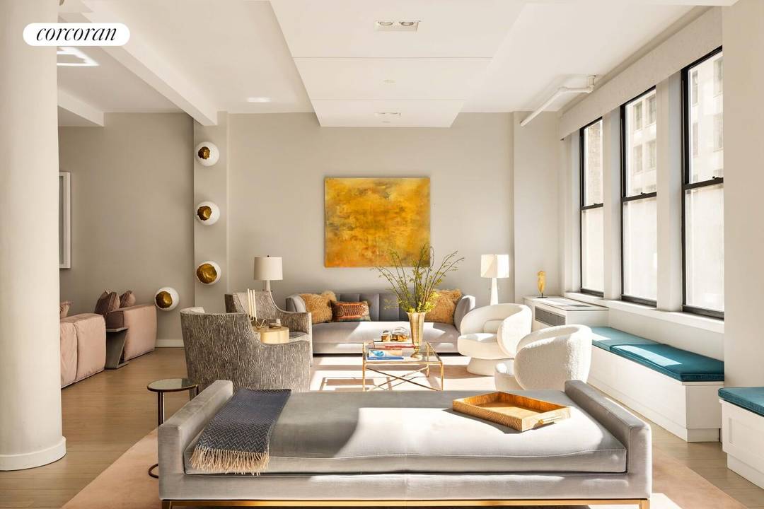 Full Floor, Sun Drenched Loft Just Off Madison Square Park Arrive via key locked elevator to your private landing complete with an oversized closet before stepping into a south facing ...
