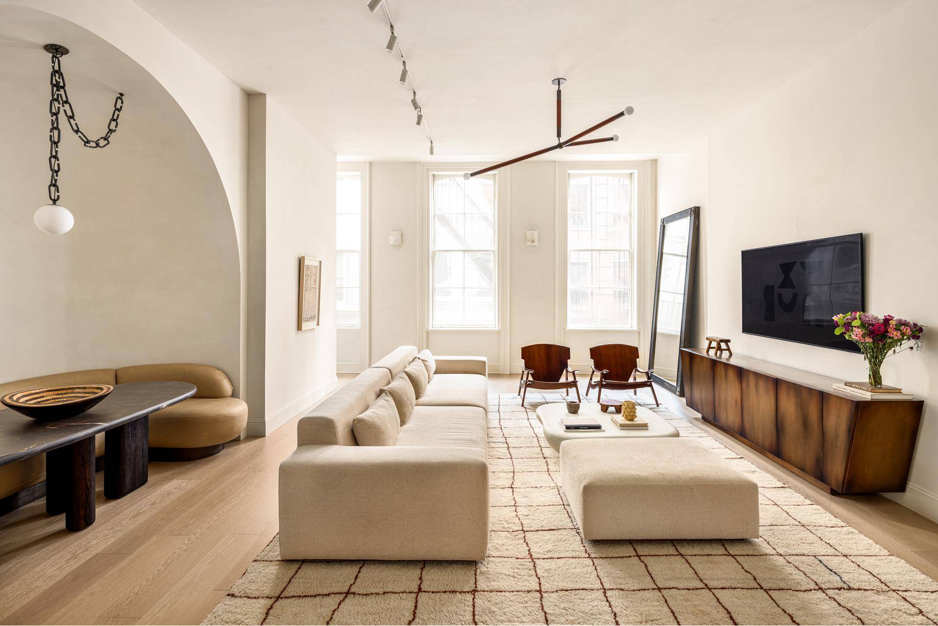 Designer Finished Full Floor 2 Bedroom 2 Bathroom Condo Loft on One of Tribeca's Most Charming Blocks Key locked elevator opens to private foyer 12 foot ceilings, oversized south facing ...