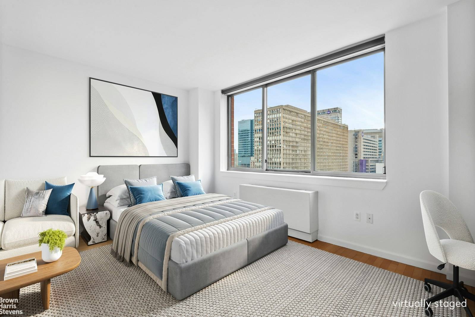 Loft like studio featuring high ceilings and three oversized windows facing East with wonderful light and no wasted square footage in a luxurious full service Kips Bay condominium.