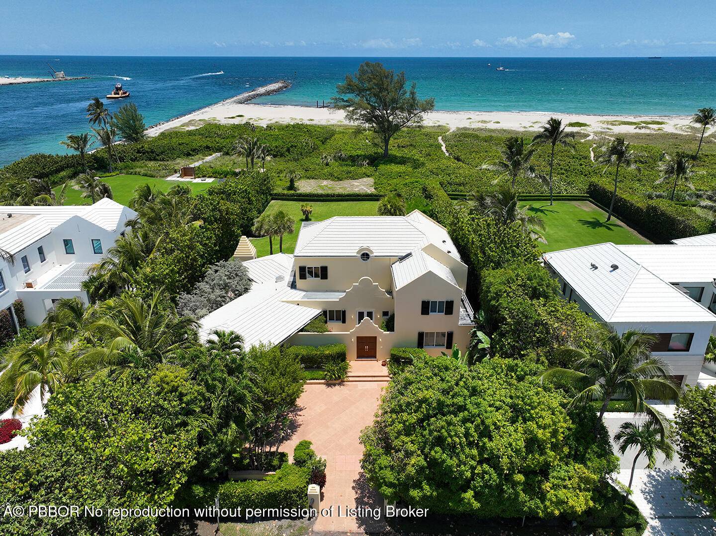 This rare, direct oceanfront property is situated on a 54, 000 SF lot with 100' of beach frontage.