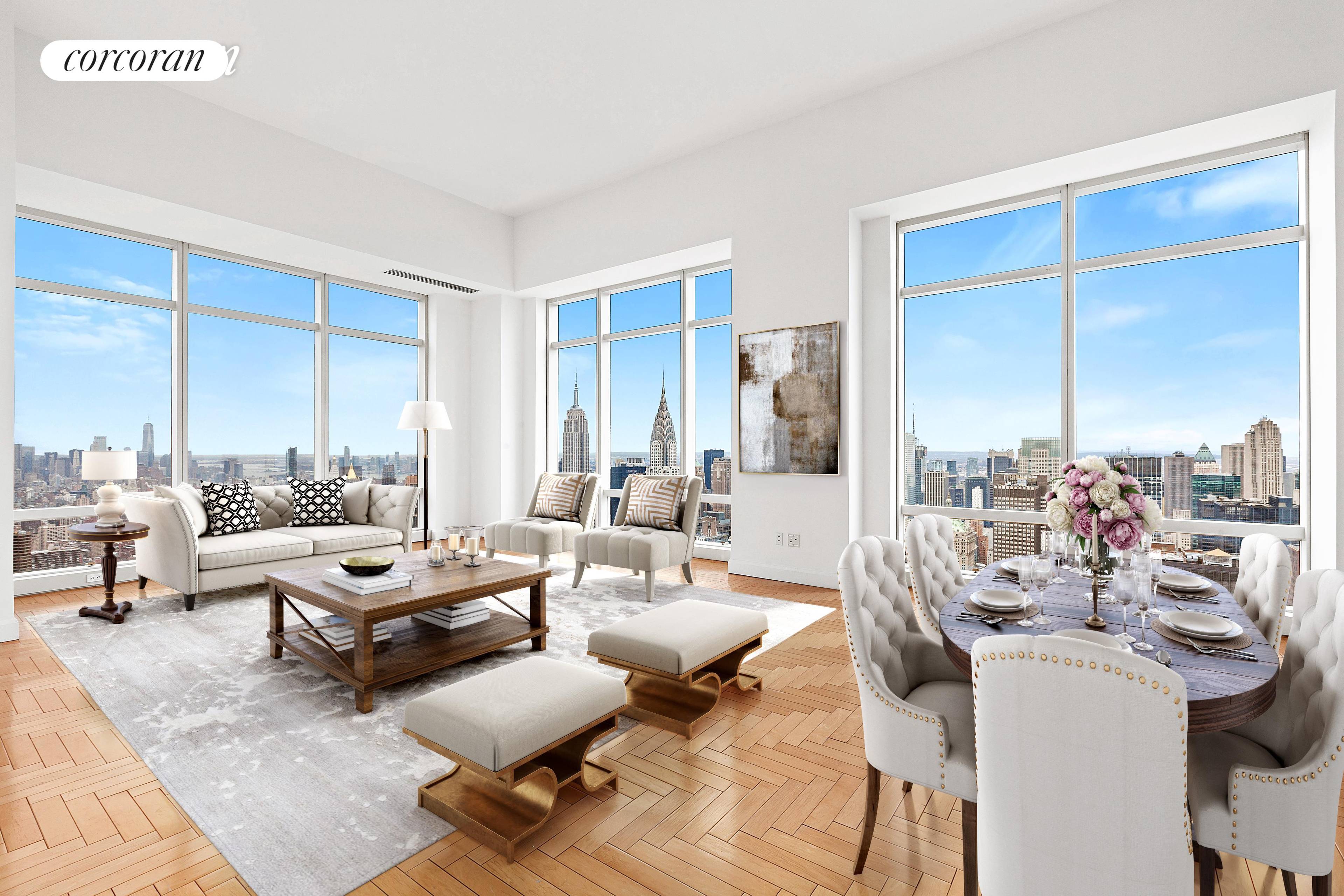 Welcome to Residence 83C at 845 United Nations Plaza a truly special home perched high above Manhattan in one of the city's most prestigious full service condominiums.