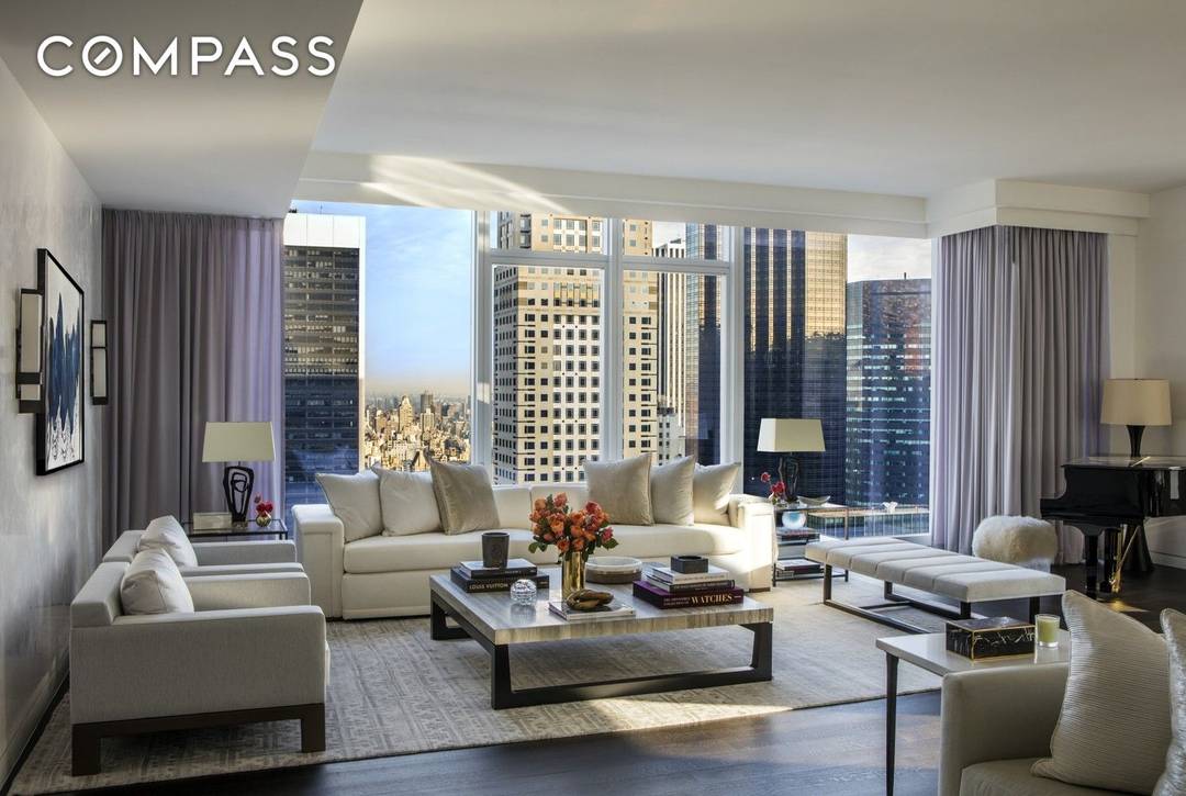 Residence 42A at the Baccarat is impeccable turnkey apartment, available for sale including all designer furniture, curtains, carpets, light fixtures, etc.
