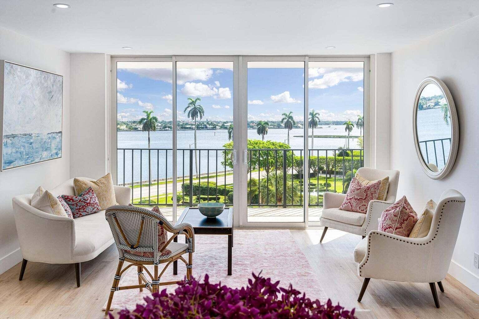 Intracoastal and Palm Beach Island views from this two bedrooms and open living dining room layout.