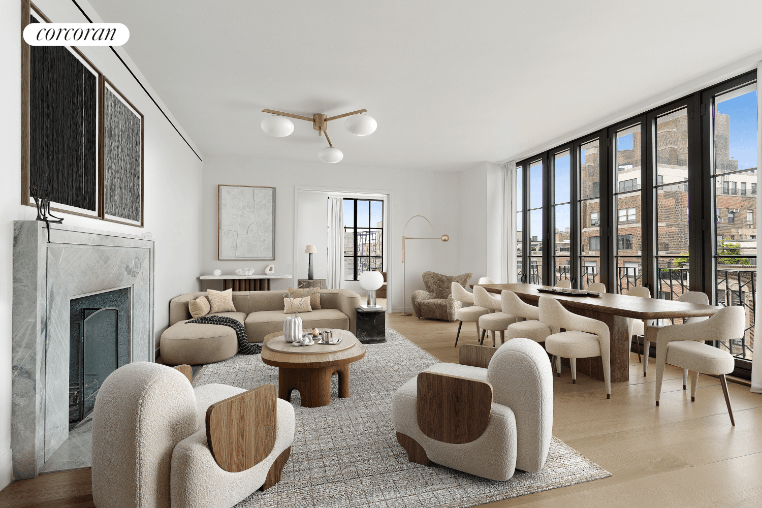 Entire Floor Living at 60 East 86th Street Sixty East Eighty Sixth Designed by Thomas Juul Hansen Three Bedrooms Three Bathrooms Powder Room Juliet Balcony Open Views 2, 225 sqft ...