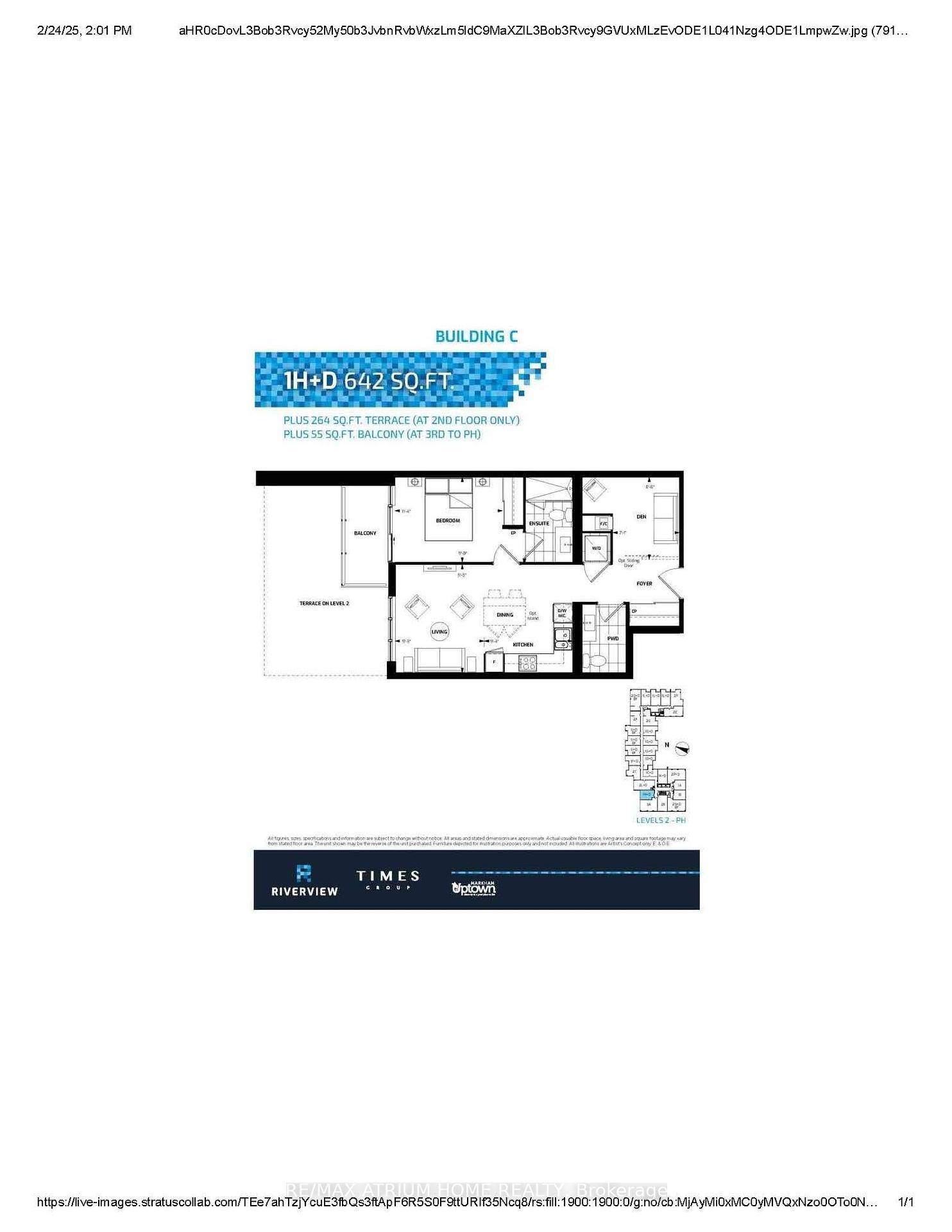 Riverview Condo In High Demanding Area, Spacious One Bed Den, 9' Ceiling, 1.