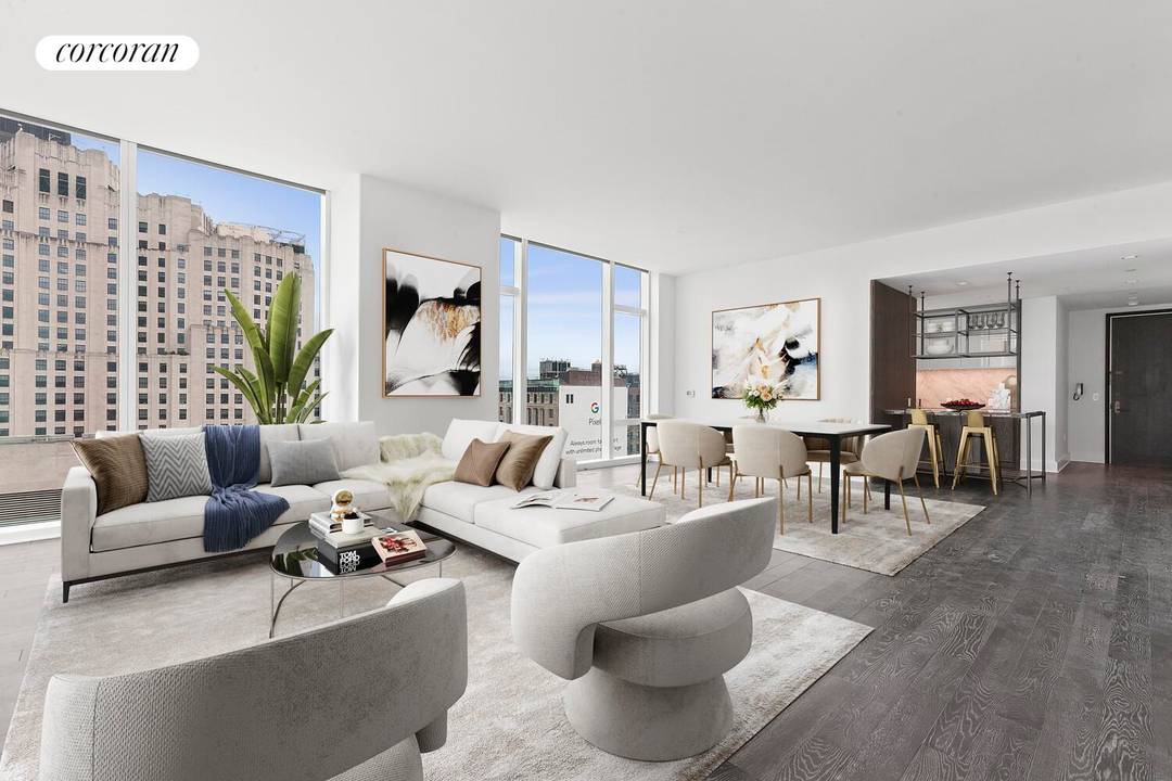 Welcome to 28A, an astonishing two bedroom corner residence surrounded by floor to ceiling windows showcasing stunning views of the Midtown and Downtown skyline.