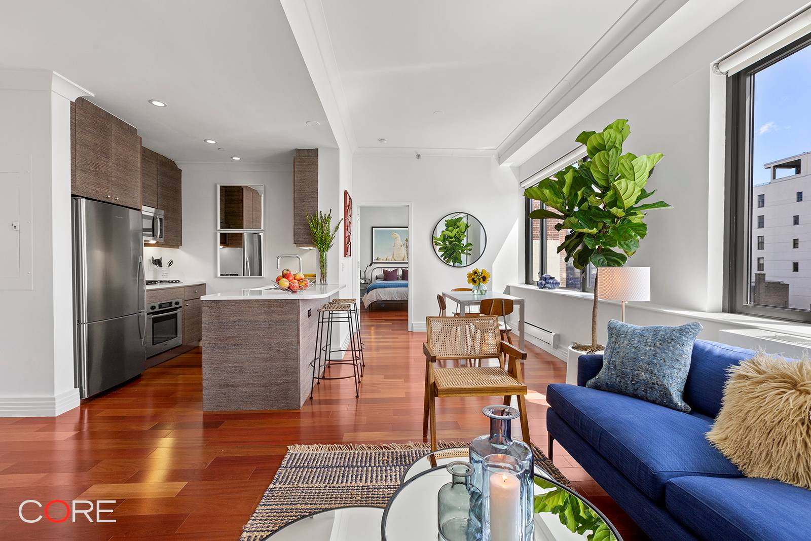 Located in Chelsea s 305W16, Penthouse C is an east facing, well appointed, split two bedroom, two bathroom home.