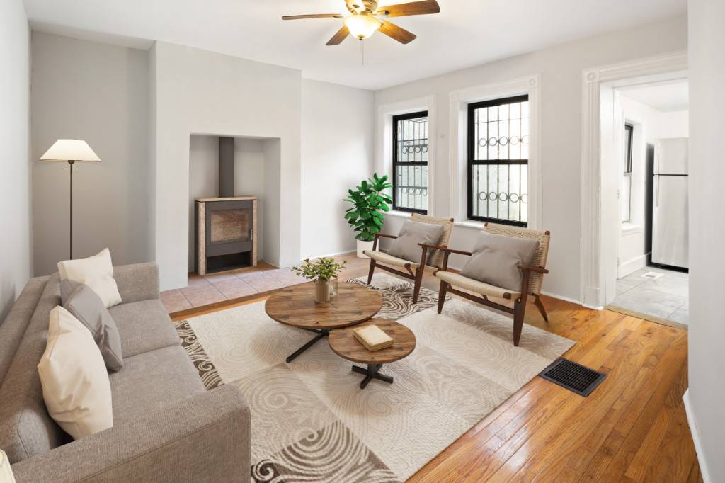 Large Private Garden 34 x 192 Brownstone Pre War Details Hd Wd Floors Original Woodmill Work Original Decorative Fireplace 2 Entrances Pet friendly Dishwasher Separate Kitchen No laundry in unit ...