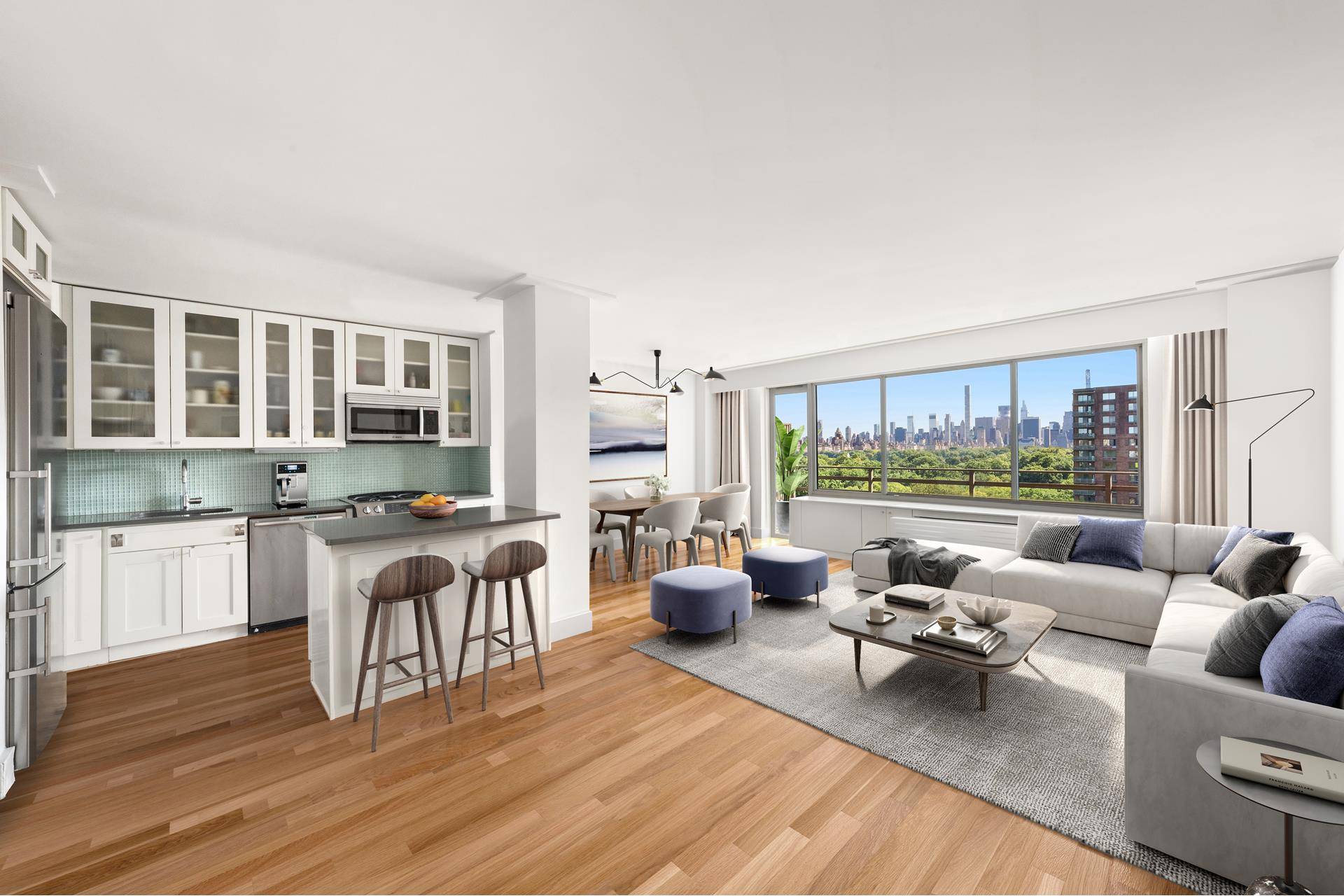 Direct Central Park Views Enter this one bedroom apartment and be greeted by tremendous views of Central Park.