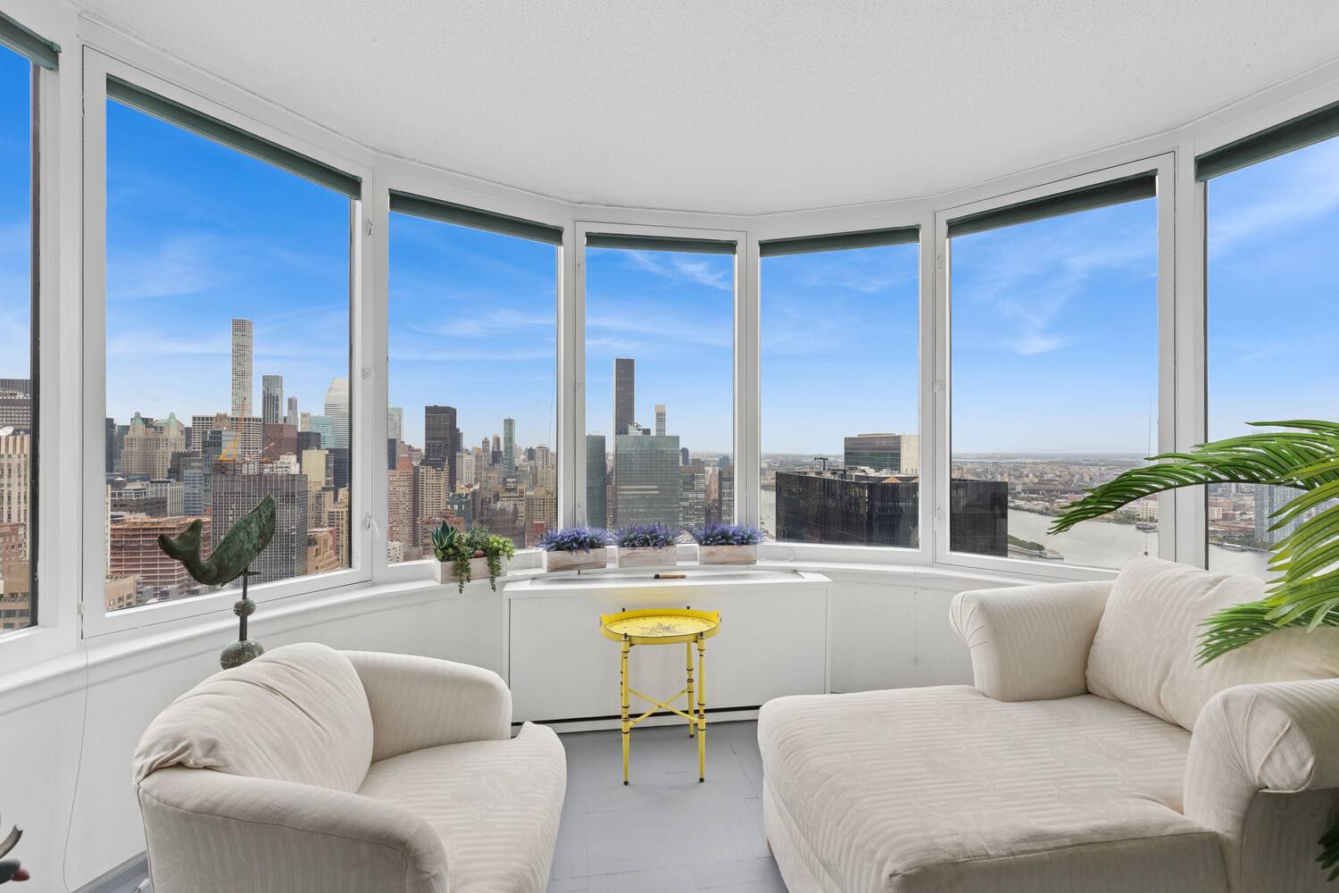 Home in the sky at the white glove Corinthian condominium.