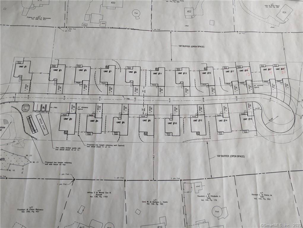 Large parcel with proposed 18 lots for 20 units.