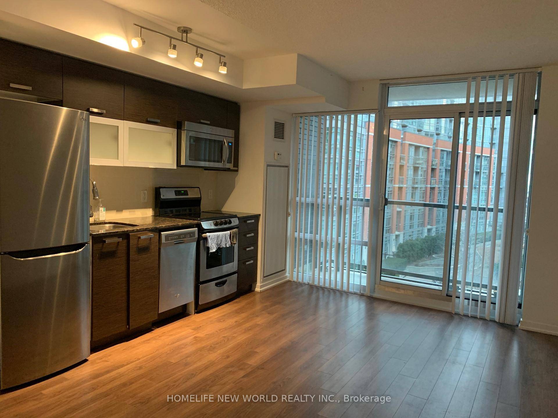 Queen West Condo Epic On Triangle Park Spacious One Bedroom Den Unit 595 Sf Balcony Modern Kitchen Modern Kitchen With Stylish Cabinetry, Backsplash, Granite Counter Top amp ; Stainless Steel ...