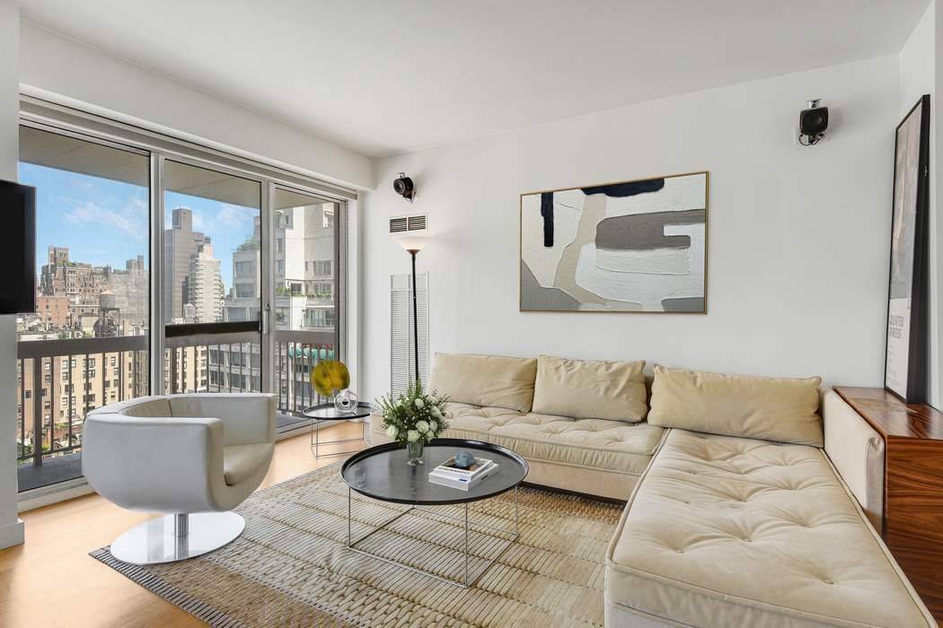 Discover a sun drenched, high floor corner one bedroom, two full bathroom residence, approximately 800 Sq Ft, at The Palace Condominium, 200 East 69th Street.