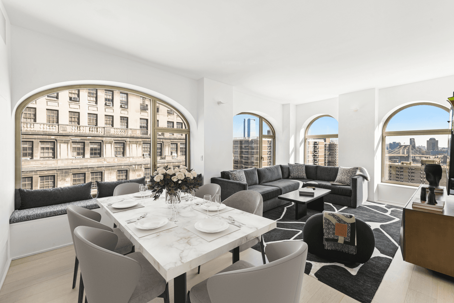 Motivated Seller TIME100 Designer Corner 3BD in Prime Fulton Seaport with East River ViewsGraced with hand selected designer finishes and sweeping views of the East River and city skyline, this ...
