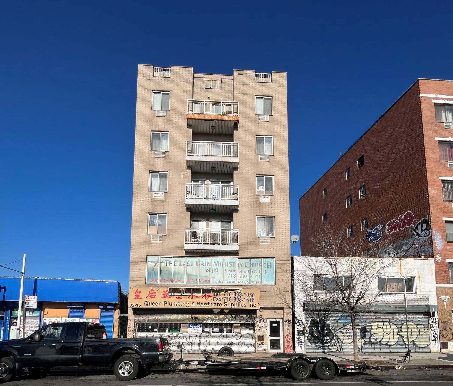 Ground floor commercial space available on the North side of Queens Blvd.
