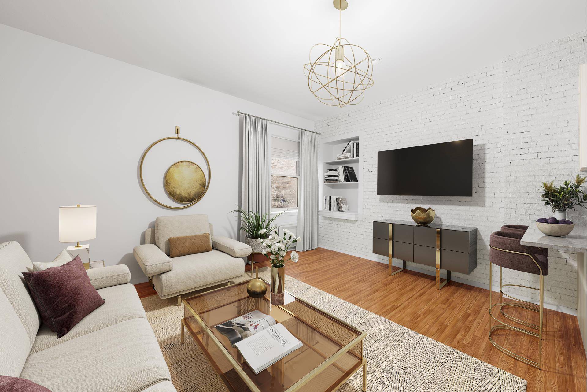 Welcome home to this loft like prewar one bedroom in mint condition !