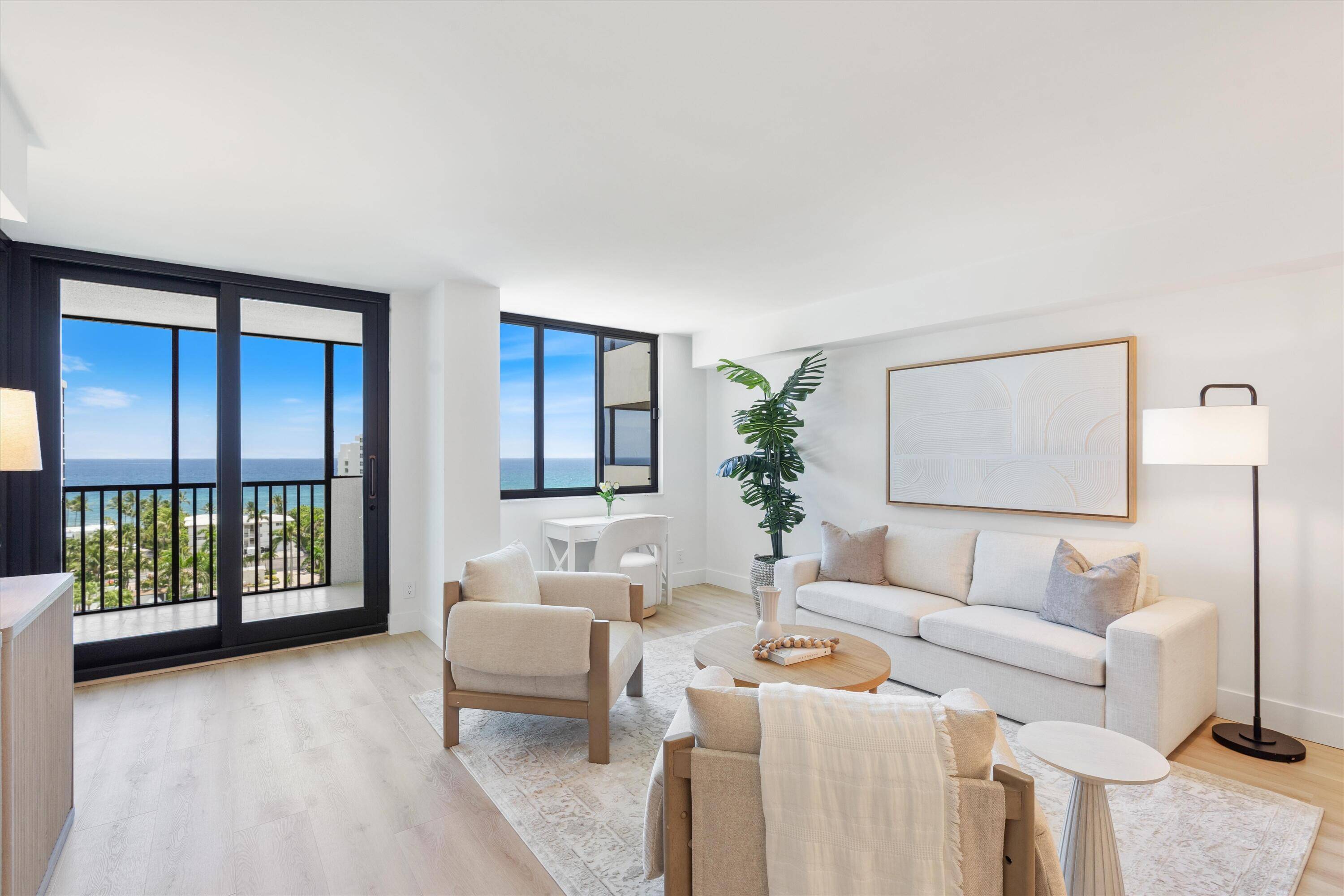 Stunning ocean views from this beautifully renovated two bedroom, two bath condo has ocean views from every room.