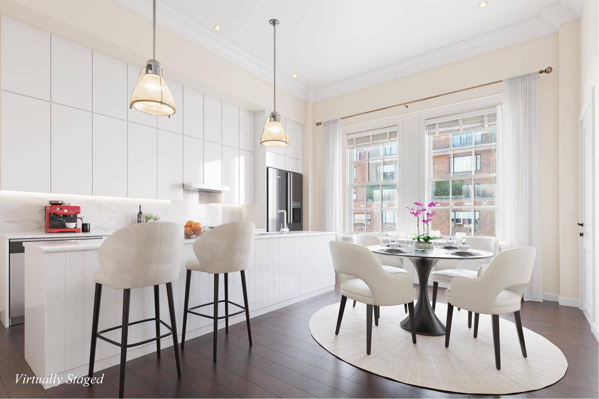 12 Foot Ceilings, River Views, Excellent Condition Off a semiprivate elevator vestibule on a high floor, you are welcomed to apartment 12D.