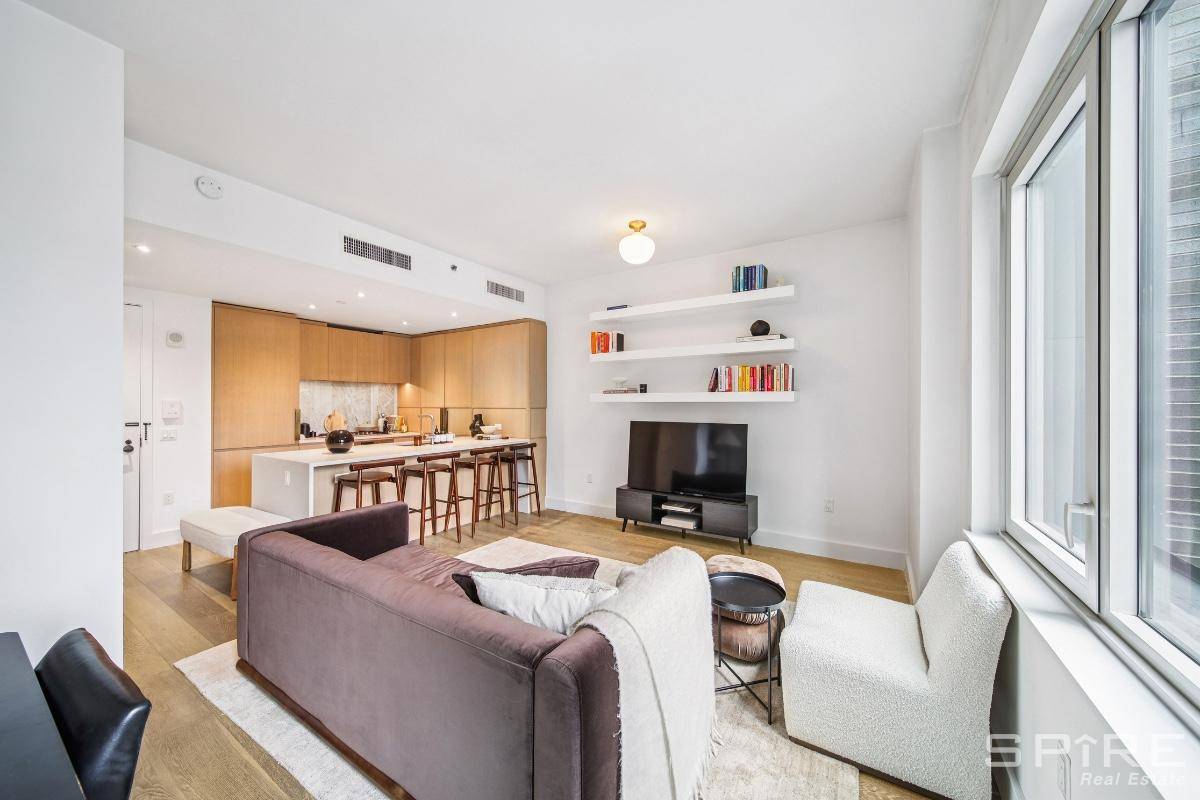 This bright and comfortable one bedroom at The Brooklyn Grove features large windows in both the living room and bedroom, filling the home with natural light while remaining exceptionally quiet ...