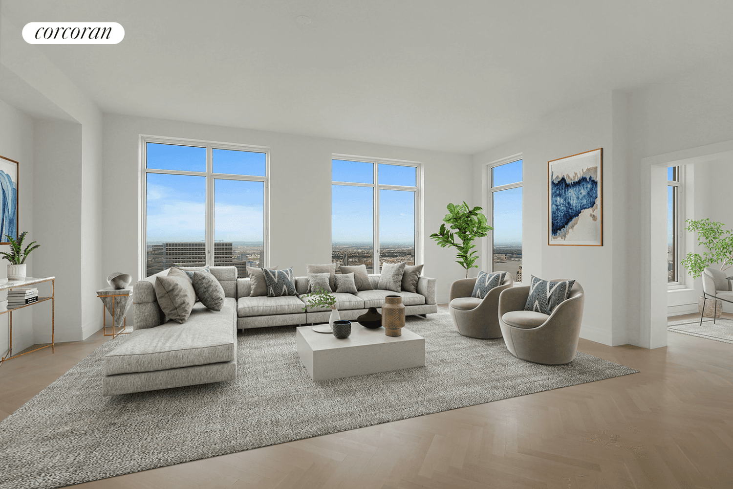 New To Market ! ! This expansive Four Bedroom residence captures sweeping views of Midtown and the Hudson River.