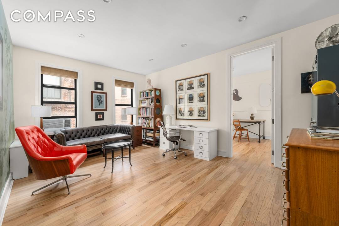 Presenting a renovated, bright, and spacious three bedroom, one bath residence with 9 foot ceilings, beautiful hardwood floors, and a gracious layout.