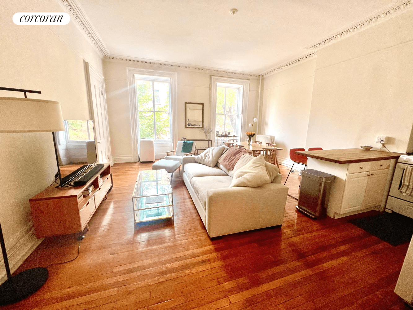 For brownstone lovers. Come home to this large 800 sq ft one bedroom PLUS sleeping den bonus room apartment in the former Carey mansion, with two full bathrooms with clawfoot ...