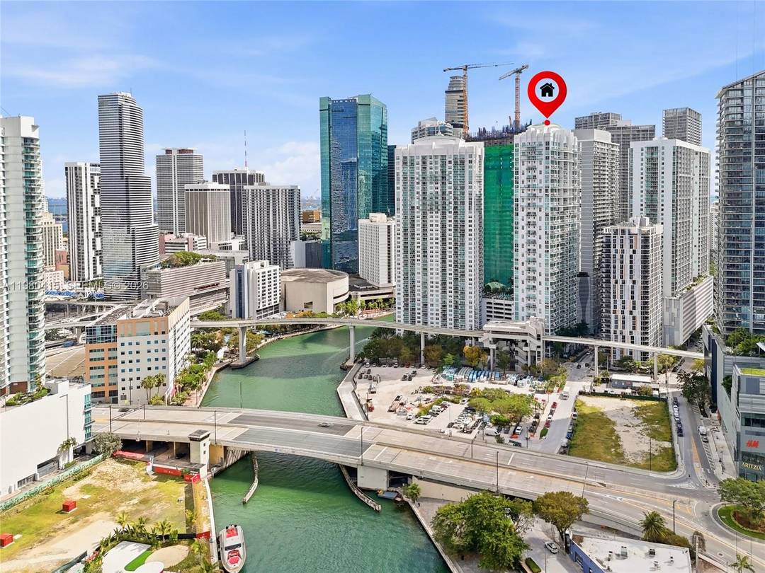 Beautiful loft residence at Brickell on the River South Tower featuring stunning views of the Miami River and the Miami skyline.