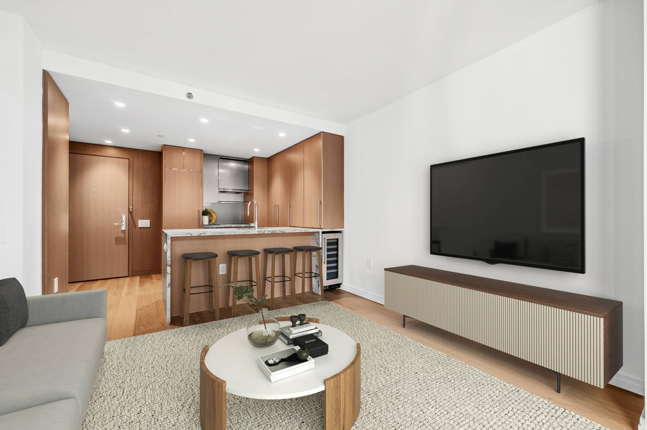 Perched high above Midtown, Residence 35G is a south facing one bedroom offering abundant natural light and open skyline views through floor to ceiling windows.