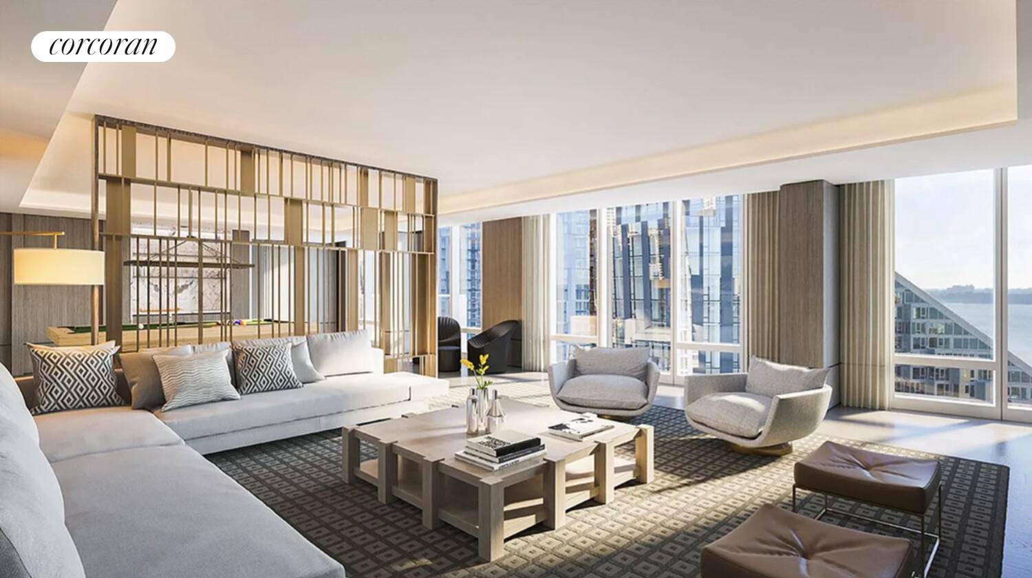 Presenting Residence 32E at Two Waterline Square Perched on the 32nd floor, this two bedroom, two bath residence offers a lifestyle defined by light, scale, and sophistication.