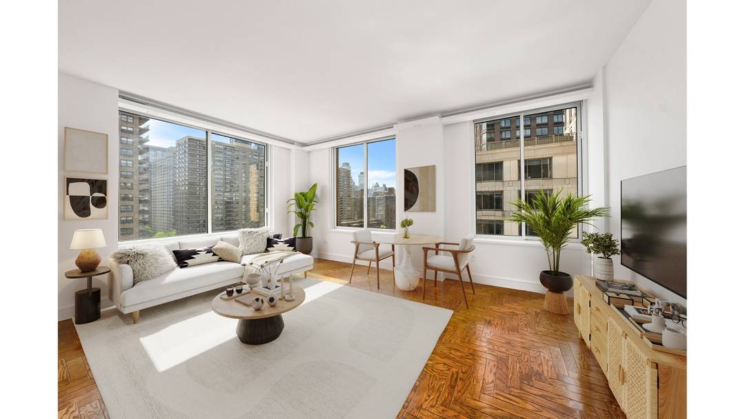Apartment 15E is a spacious, sun filled one bedroom, one bath corner unit featuring dual south and east exposures.