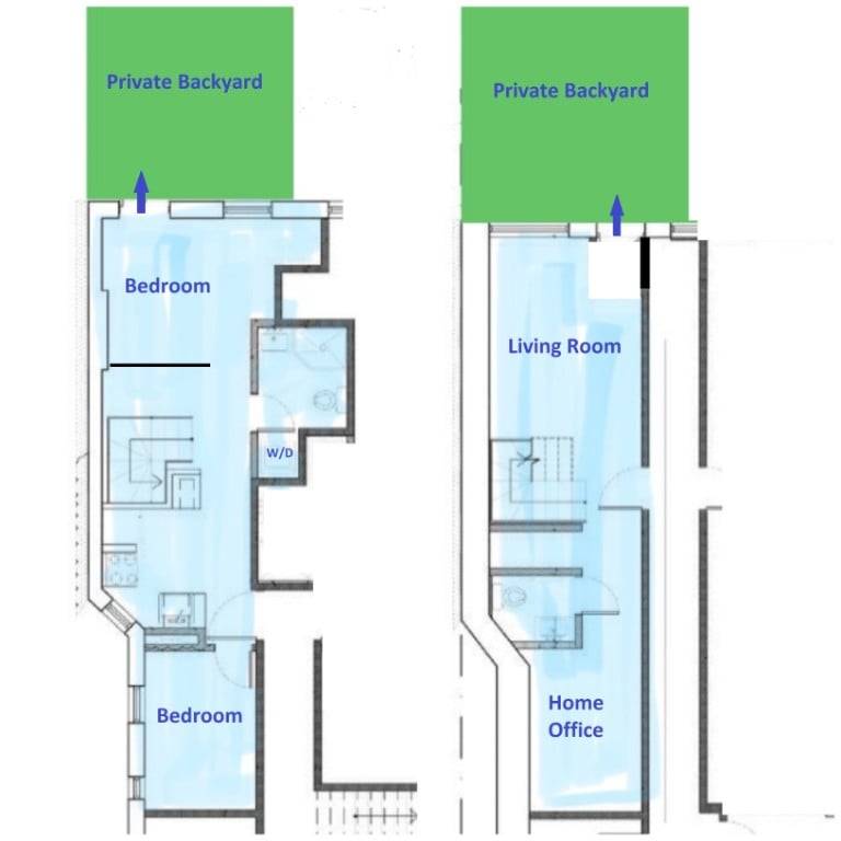 Escape to Your Urban Sanctuary 2BR Home Office Duplex with Your Private Backyard Oasis dual access in Hell's Kitchen !