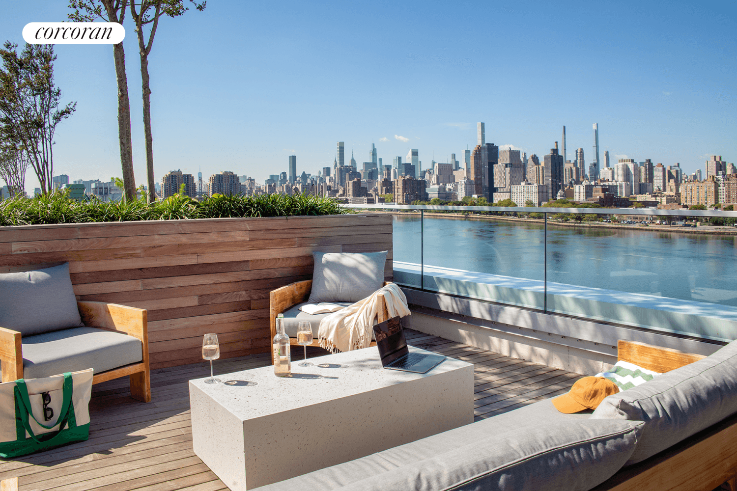 Direct South facing FLEX residence with a beautiful garden overlooking Astoria's quaint streetscape.
