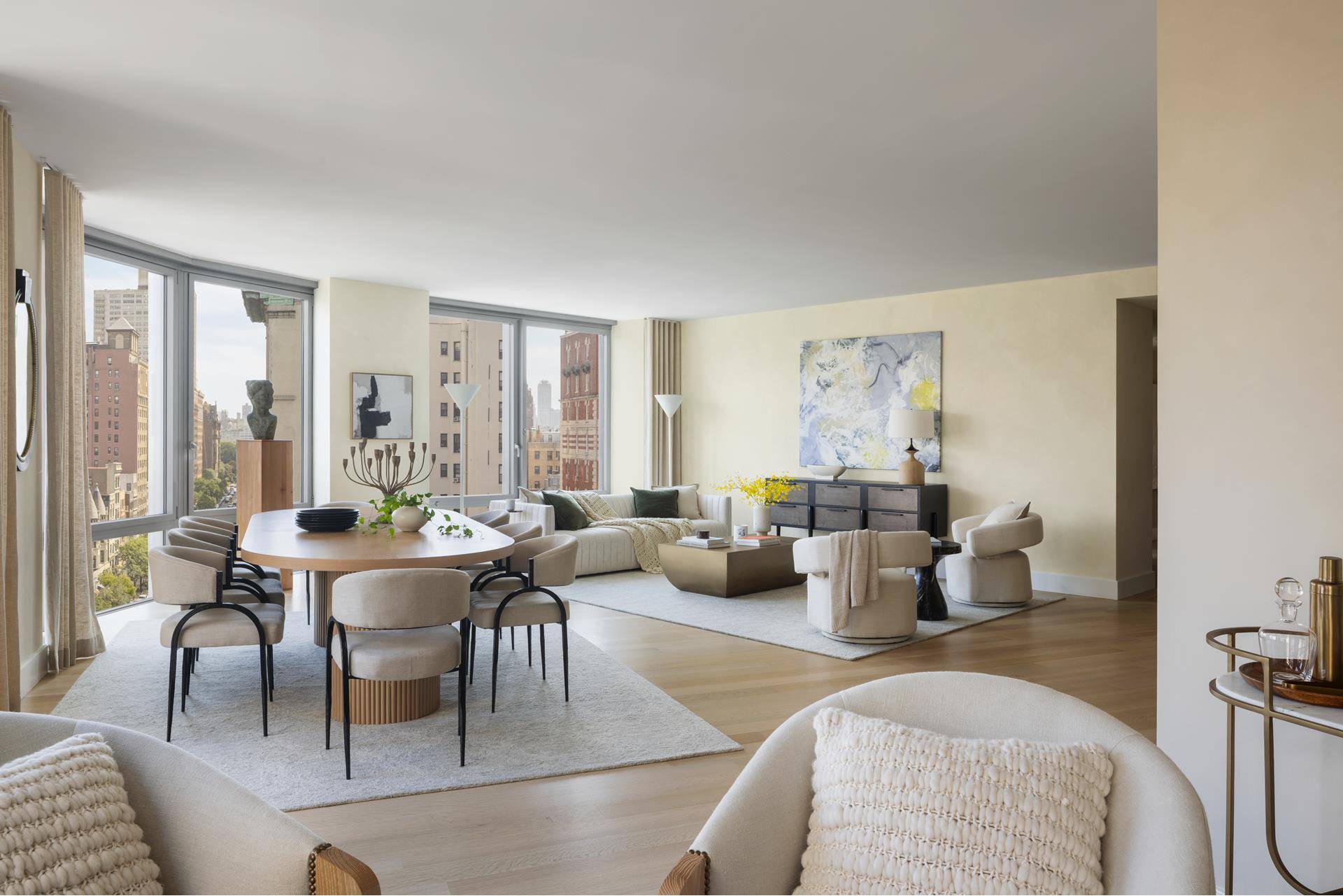 This beautiful 2, 589 square foot, 4 bedroom, 3 bathroom plus media room boasts gorgeous classic Upper West Side views up Broadway and towards Central Park.