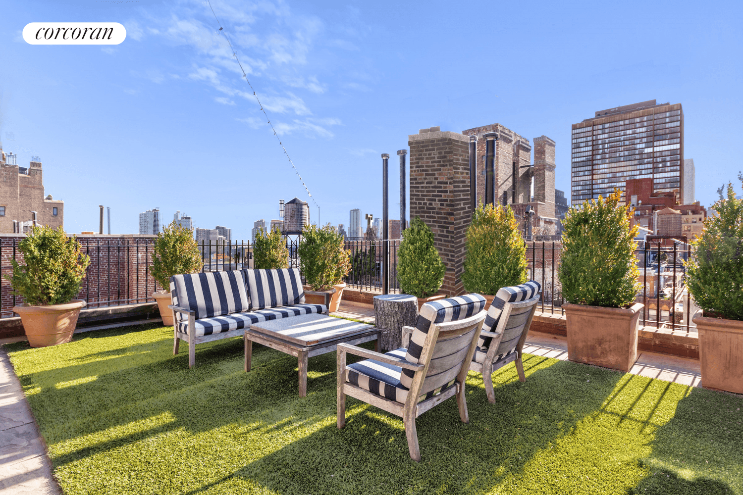 Step inside this showstopper One Bedroom One Bathroom Penthouse with a private wraparound terrace atop The Southgate Building in Manhattan's Beekman neighborhood.